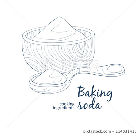 Baking soda icon, Hand drawn linear illustration on white background Baking soda icon, Hand drawn linear illustration on white background 114031415