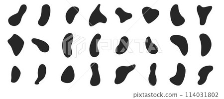 Abstract stain liquid shapes set. Vector stock illustration isolated on white background for design template business presentation, social media, marketing minimalist advertising, flyer, magazine. EPS 114031802