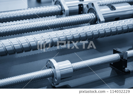 Closeup scene the spare parts  lead ball screw set in the light blue scene. 114032229