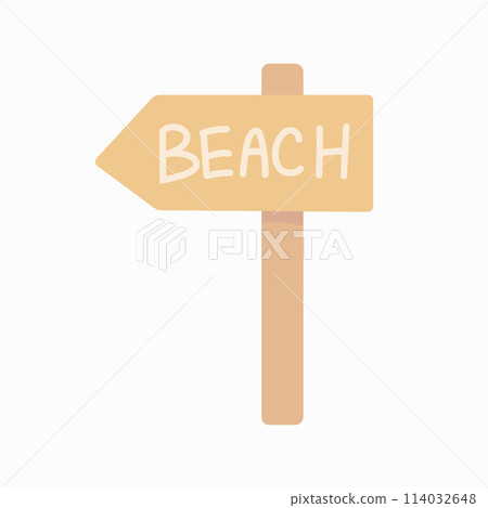Wood beach sign cartoon illustration in flat style. Vector illustration Wood beach sign cartoon illustration in flat style. Vector illustration 114032648
