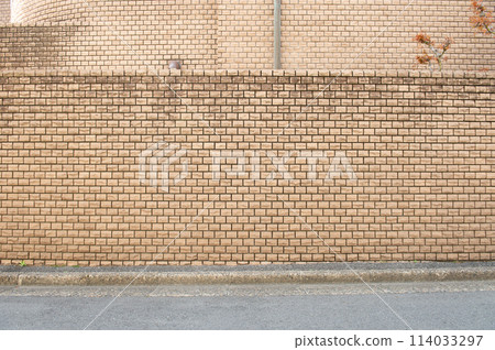 street wall background ,Industrial background, empty grunge urban street with warehouse brick wall 114033297