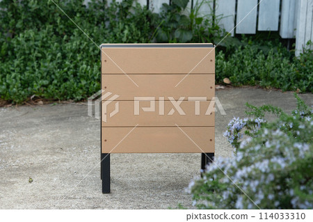 Large blank billboard on a street wall, banners with room to add your own text 114033310