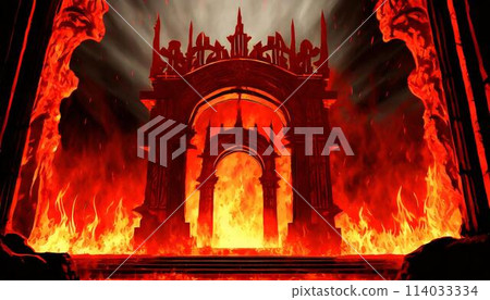 AI-generated image of the horrifying red-hot gates of hell_01 AI-generated image of the horrifying red-hot gates of hell_01 114033334