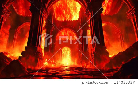 AI-generated image of the horrifying red-hot gates of hell_02 AI-generated image of the horrifying red-hot gates of hell_02 114033337