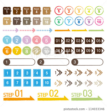 Point icon and heading number material set Point icon and heading number material set 114033346