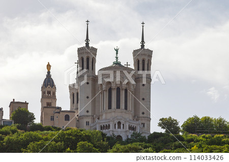 The Basilica of Notre-Dame de Fourviere in Lyon 114033426