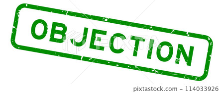 Grunge green objection word square rubber seal stamp on white background Grunge green objection word square rubber seal stamp on white background 114033926