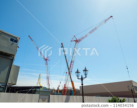 Large crane on construction site Large crane on construction site 114034156