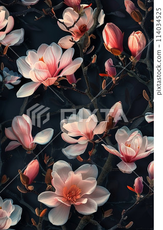 a pattern of blooming magnolias 114034525