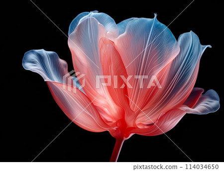 the elegance of a tulip pattern with a slightly transparent and soft glow 114034650