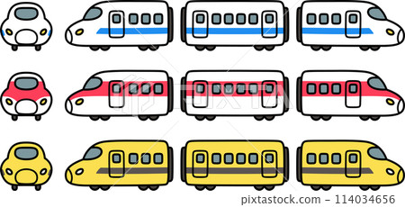 High speed bullet train cartoon doodle set 114034656