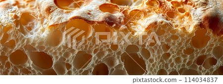 Ultra-wide macro image of bread texture Ultra-wide macro image of bread texture 114034837