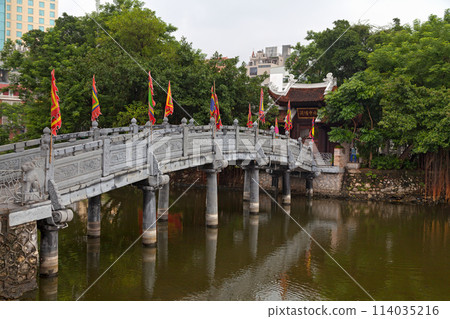 Stone bridge leading to the Thuy Trung Temple in Hanoi Stone bridge leading to the Thuy Trung Temple in Hanoi 114035216