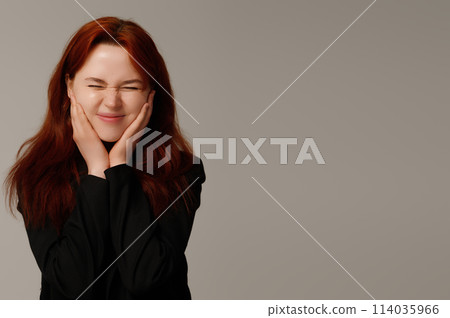 Beauty with freckles smiling. Portrait of 114035966