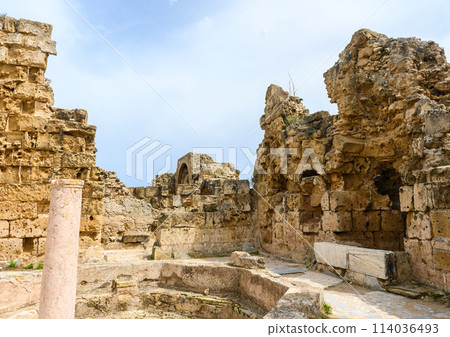 Remains of the antique City Salamis an Iron Age city kingdom and an ancient city in the east of the Mediterranean island of Cyprus 7 114036493