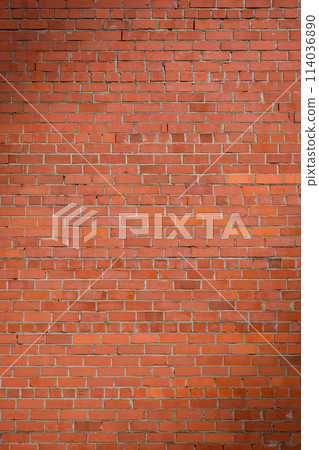 Old red brick wall background, wide panorama of masonry 2 114036890