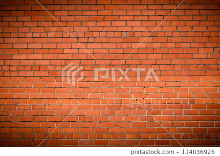 Red brick wall with vignette texture background Red brick wall with vignette texture background 114036926
