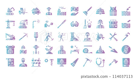 Labor Day Icons Bundle.Flat gradient icons style. Vector illustration. 114037113