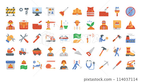 Labor Day Icons Bundle.Flat icons style. Vector illustration. 114037114