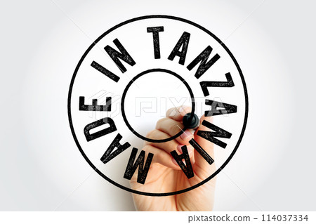 Made in Tanzania text emblem badge, concept background Made in Tanzania text emblem badge, concept background 114037334
