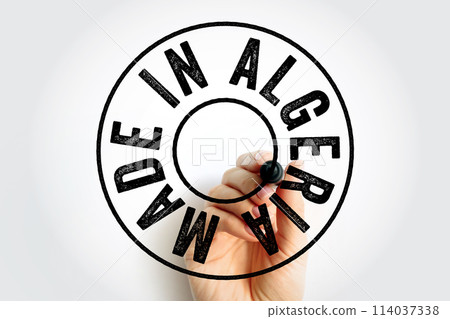 Made in Algeria text emblem badge, concept background Made in Algeria text emblem badge, concept background 114037338