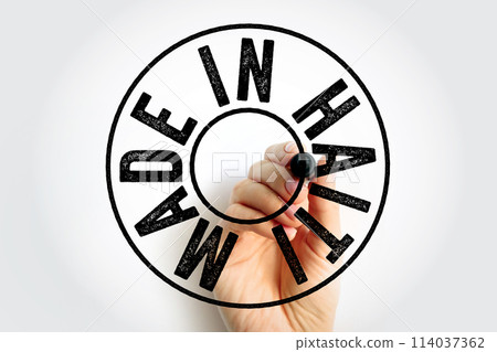 Made in Haiti text emblem stamp, concept background Made in Haiti text emblem stamp, concept background 114037362