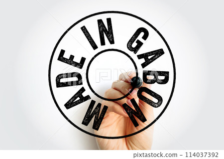 Made in Gabon text emblem stamp, concept background 114037392
