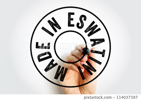 Made in Eswatini text emblem stamp, concept background 114037397