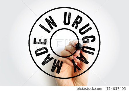 Made in Uruguay text emblem stamp, concept background Made in Uruguay text emblem stamp, concept background 114037403
