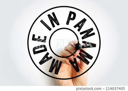 Made in Panama text emblem stamp, concept background 114037405