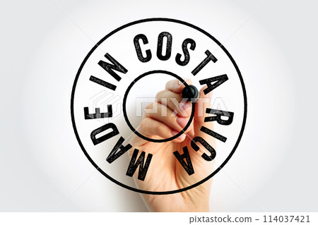 Made in Costa Rica text emblem stamp, concept background 114037421
