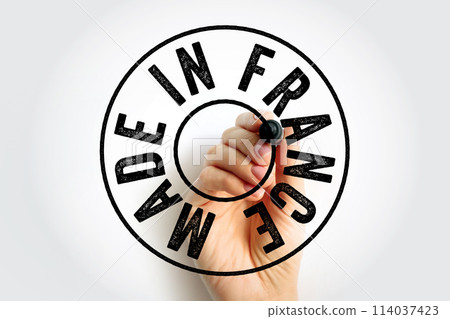 Made in France text emblem badge, concept background 114037423