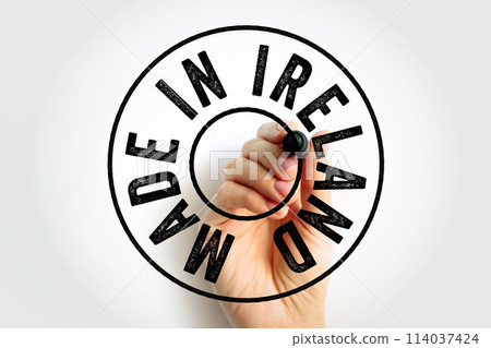 Made in Ireland text emblem badge, concept background Made in Ireland text emblem badge, concept background 114037424