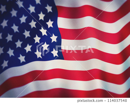 Closeup American flag. Rippled American flag for USA independence day. 114037548