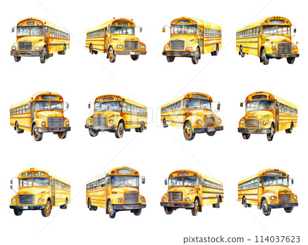 School Bus Adventures. Traditional Watercolor Art Capturing the Essence of Childhood Education School Bus Adventures. Traditional Watercolor Art Capturing the Essence of Childhood Education 114037623