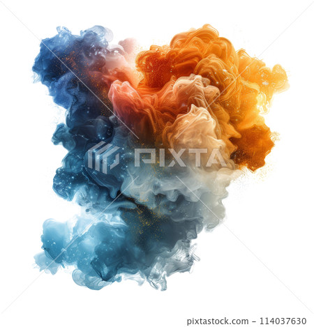 Blue and Red Cloud of Smoke on White Background Blue and Red Cloud of Smoke on White Background 114037630