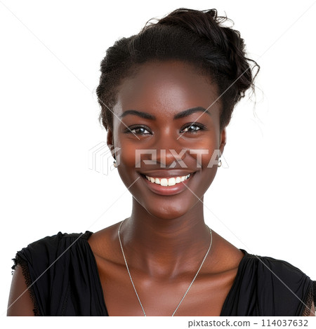 Smiling Woman in Black Shirt Smiling Woman in Black Shirt 114037632