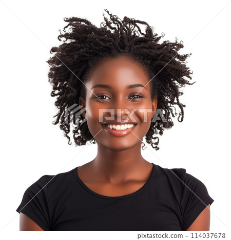 Smiling Woman in Black Shirt 114037678