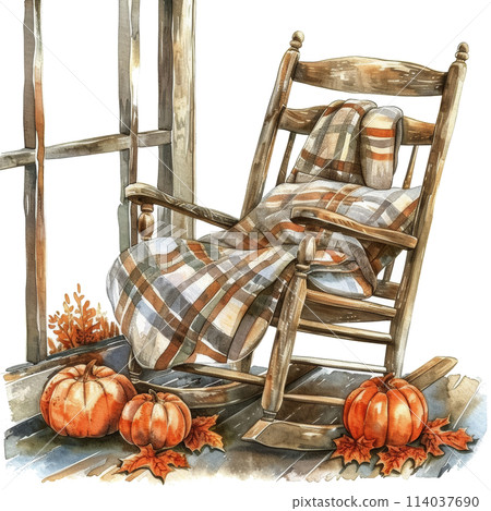 Rocking Chair With Pumpkins Painting 114037690