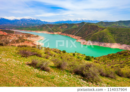 Hisorak water reservoir near Shahrisabz, Uzbekistan 114037904