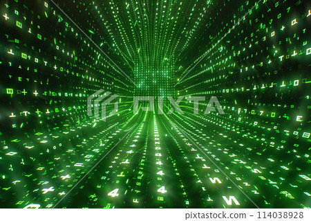 abstract binary code, Abstract technology background code number data transfer cyber attack 114038928