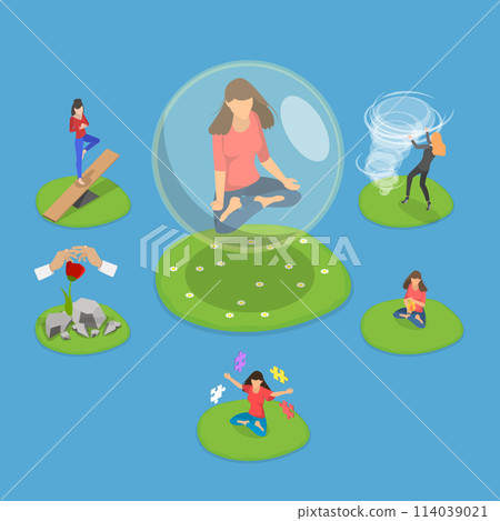 3D Isometric Flat Vector Illustration of Resilience Concept, Mental Strength 3D Isometric Flat Vector Illustration of Resilience Concept, Mental Strength 114039021