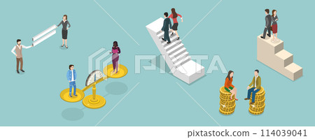 3D Isometric Flat Vector Illustration of Equal Career Opportunities, Gender Equality, Fair Comparison 3D Isometric Flat Vector Illustration of Equal Career Opportunities, Gender Equality, Fair Comparison 114039041