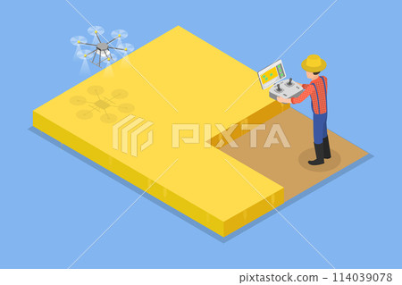 3D Isometric Flat Vector Illustration of Agronomist, Innovative Technologies for Agriculture 114039078