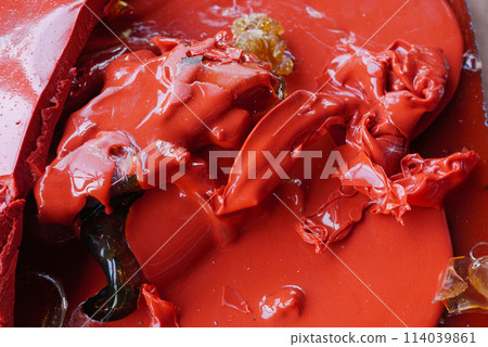 Abstract surface made of cooled gelatin. Abstract surface made of cooled gelatin. 114039861