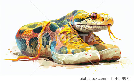 蛇:因為極度渴望腿而身體變成運動鞋形狀的蛇。 蛇:因為極度渴望腿而身體變成運動鞋形狀的蛇。 114039971