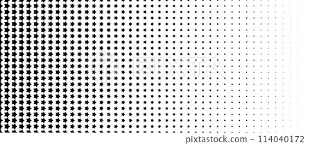 Star halftone gradient texture. Vanishing stars polka dot background. Repeating gradation pattern background. Black fading comic pop art overlay backdrop. Raster effect wallpaper. Vector texture Star halftone gradient texture. Vanishing stars polka dot background. Repeating gradation pattern background. Black fading comic pop art overlay backdrop. Raster effect wallpaper. Vector texture 114040172