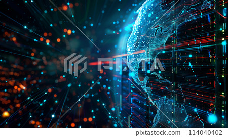 A computer generated image of a globe with a blue and red background A computer generated image of a globe with a blue and red background 114040402