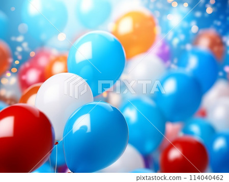 Multicolored Birthday Balloons for a Festive Atmosphere 114040462
