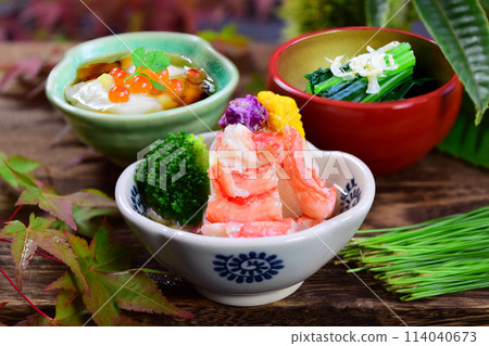 Japanese cuisine: Three types of Japanese small dishes Japanese cuisine: Three types of Japanese small dishes 114040673